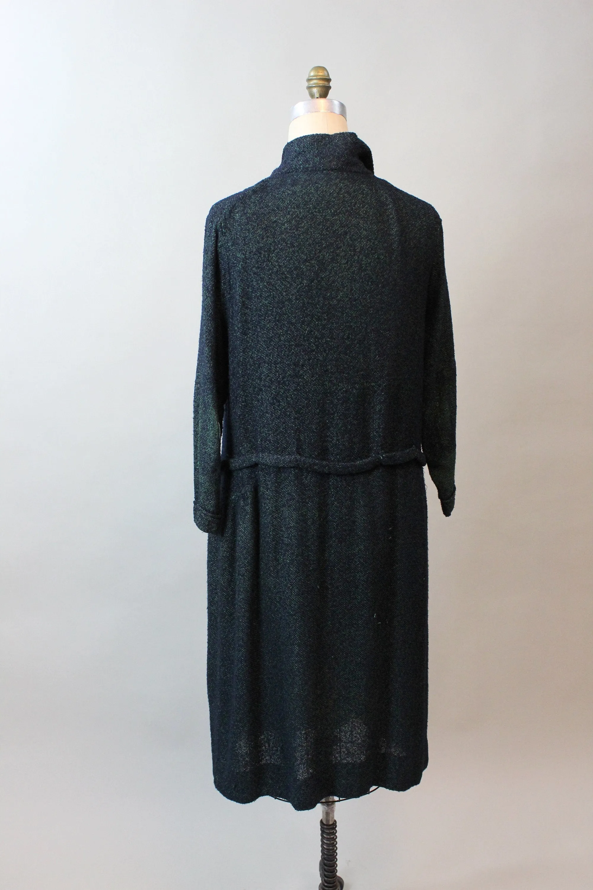 1920s RARE GREEN KNIT dropwaist dress large xl | new fall winter
