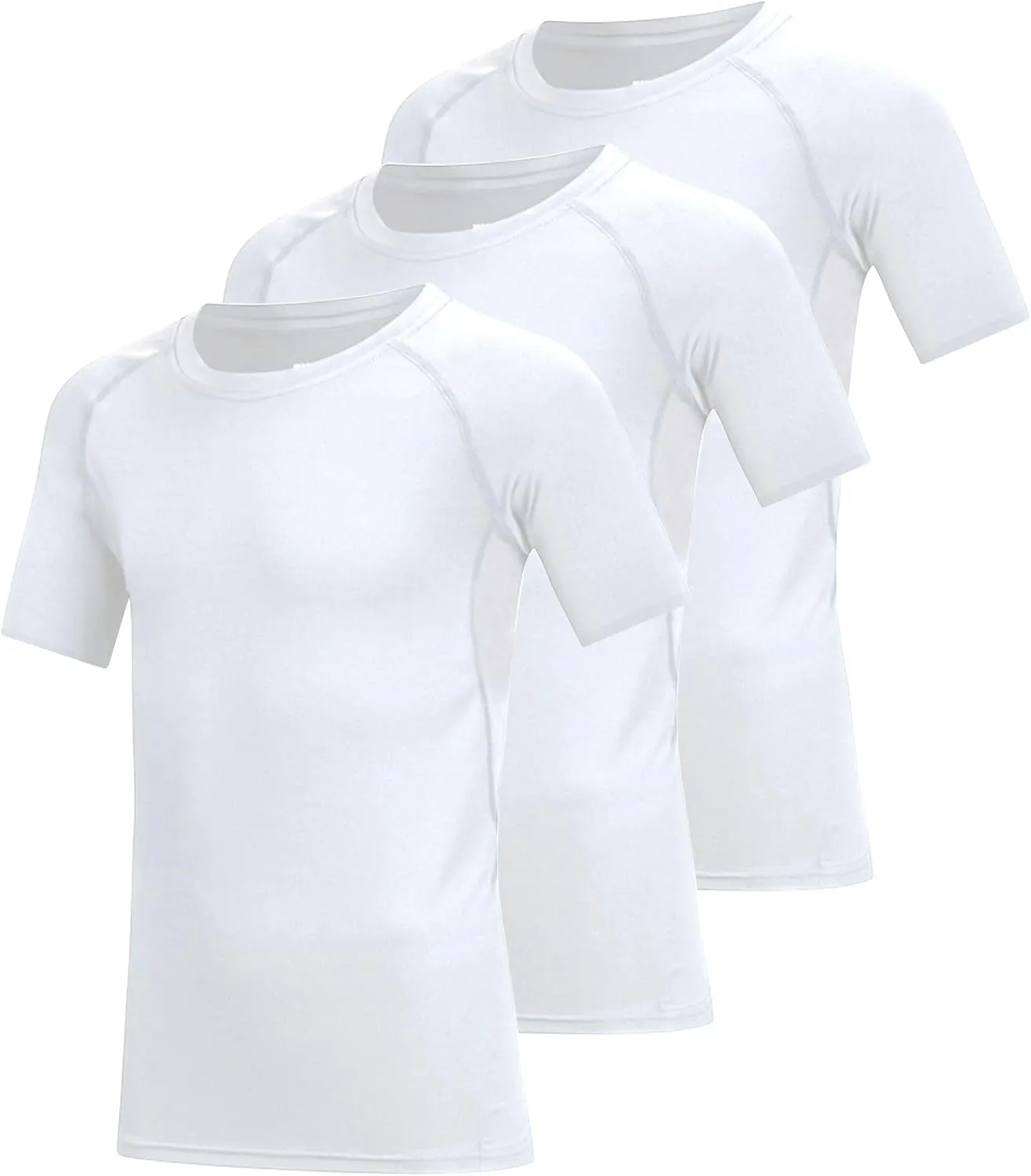 3 Pack Boys Compression Shirt Short Sleeve Youth Athletic Undershirt Kids Quick Dry Athletic Base Layer T-Shirt