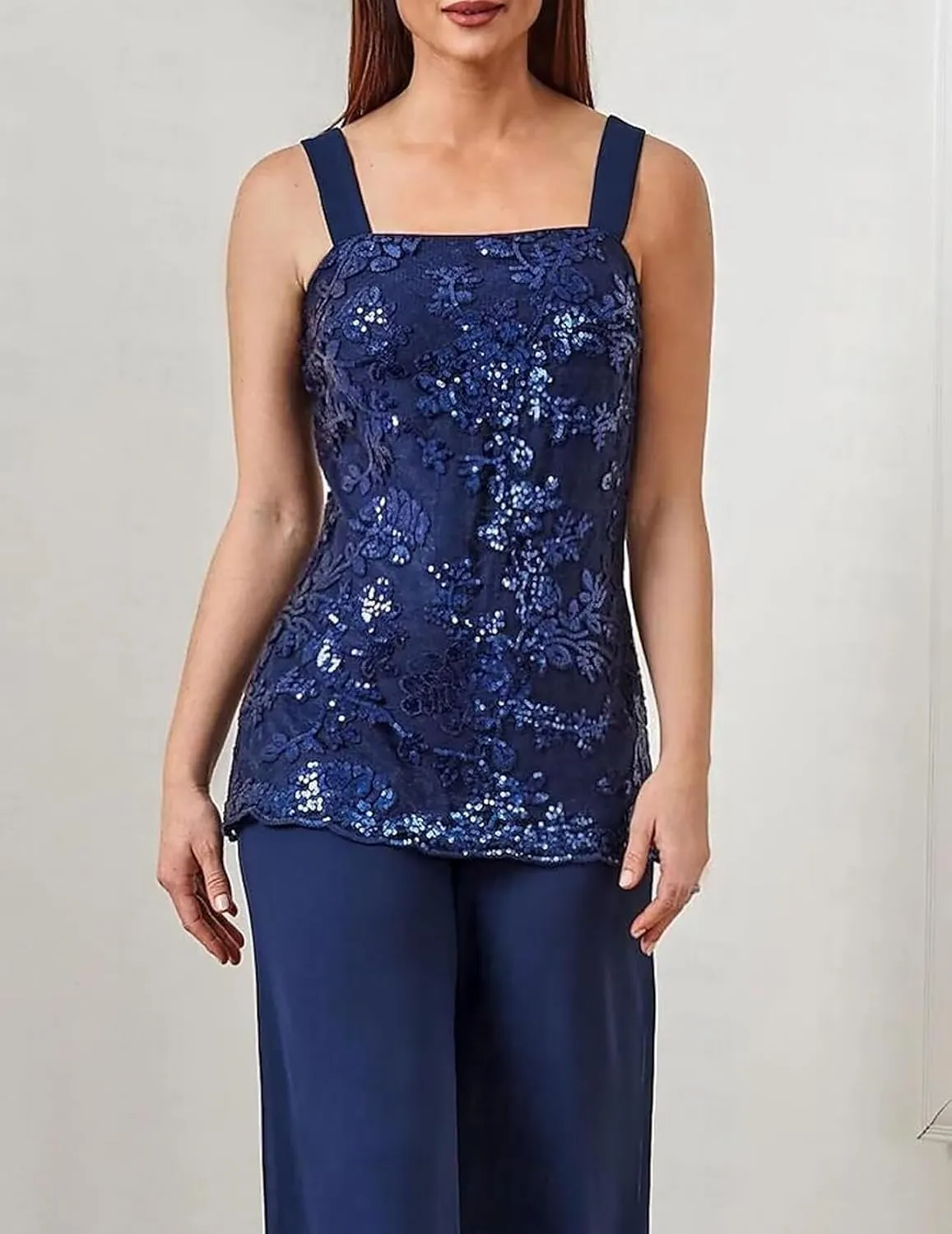 3 Pieces Mother of The Bride Pant Suits for Wedding Chiffon Formal Pantsuits for Women Evening Party with Jacket