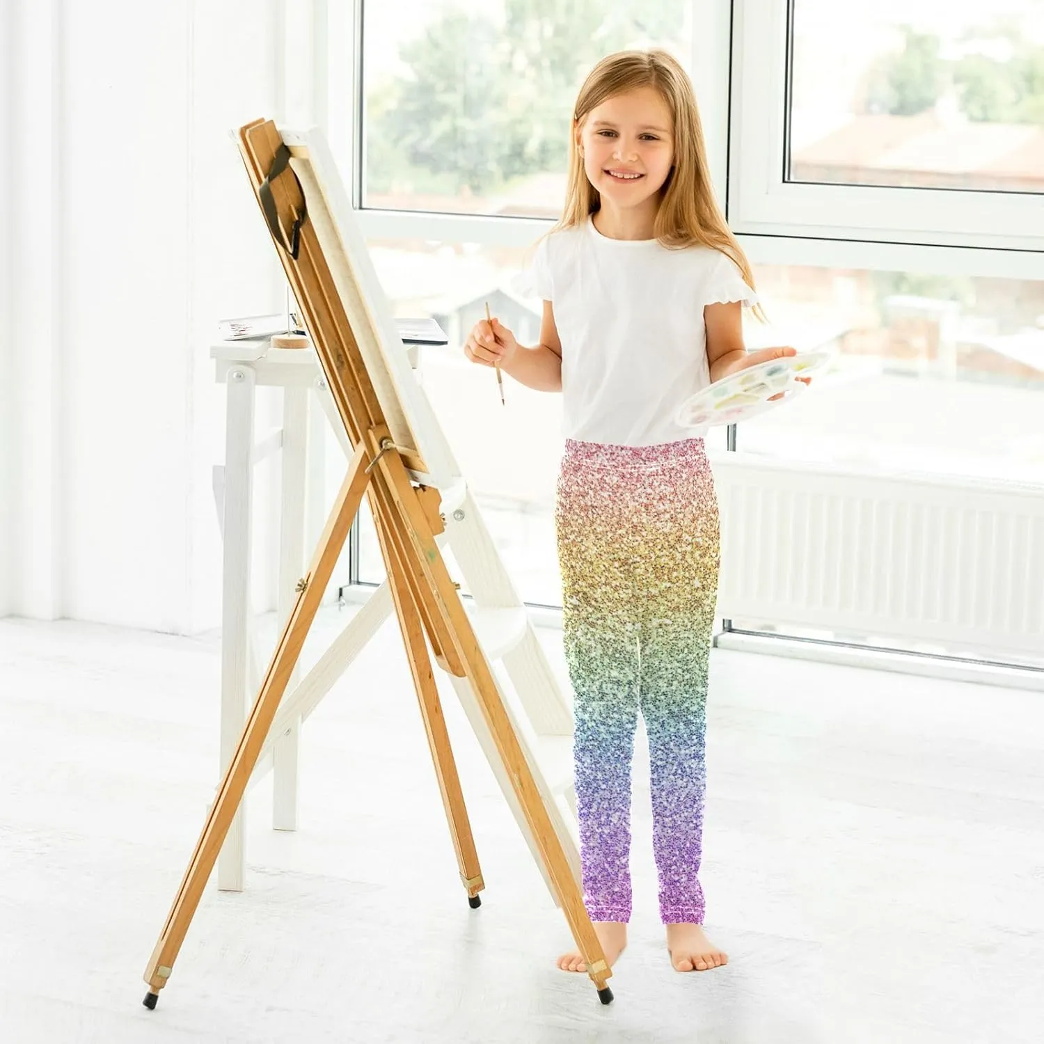 Aflyko Girls' Leggings Kids Workout Pants Dance Tights Ankle Length 4-10T