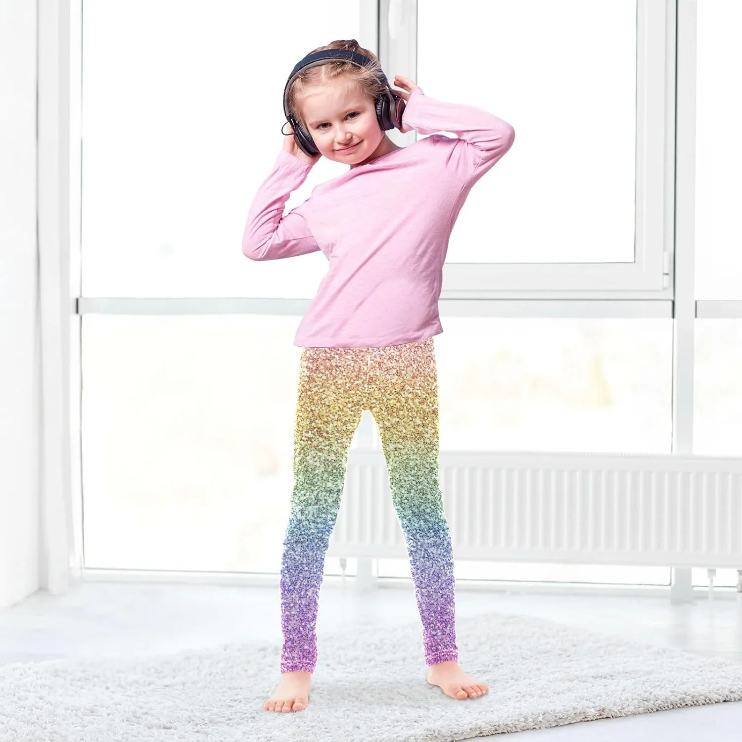 Aflyko Girls' Leggings Kids Workout Pants Dance Tights Ankle Length 4-10T