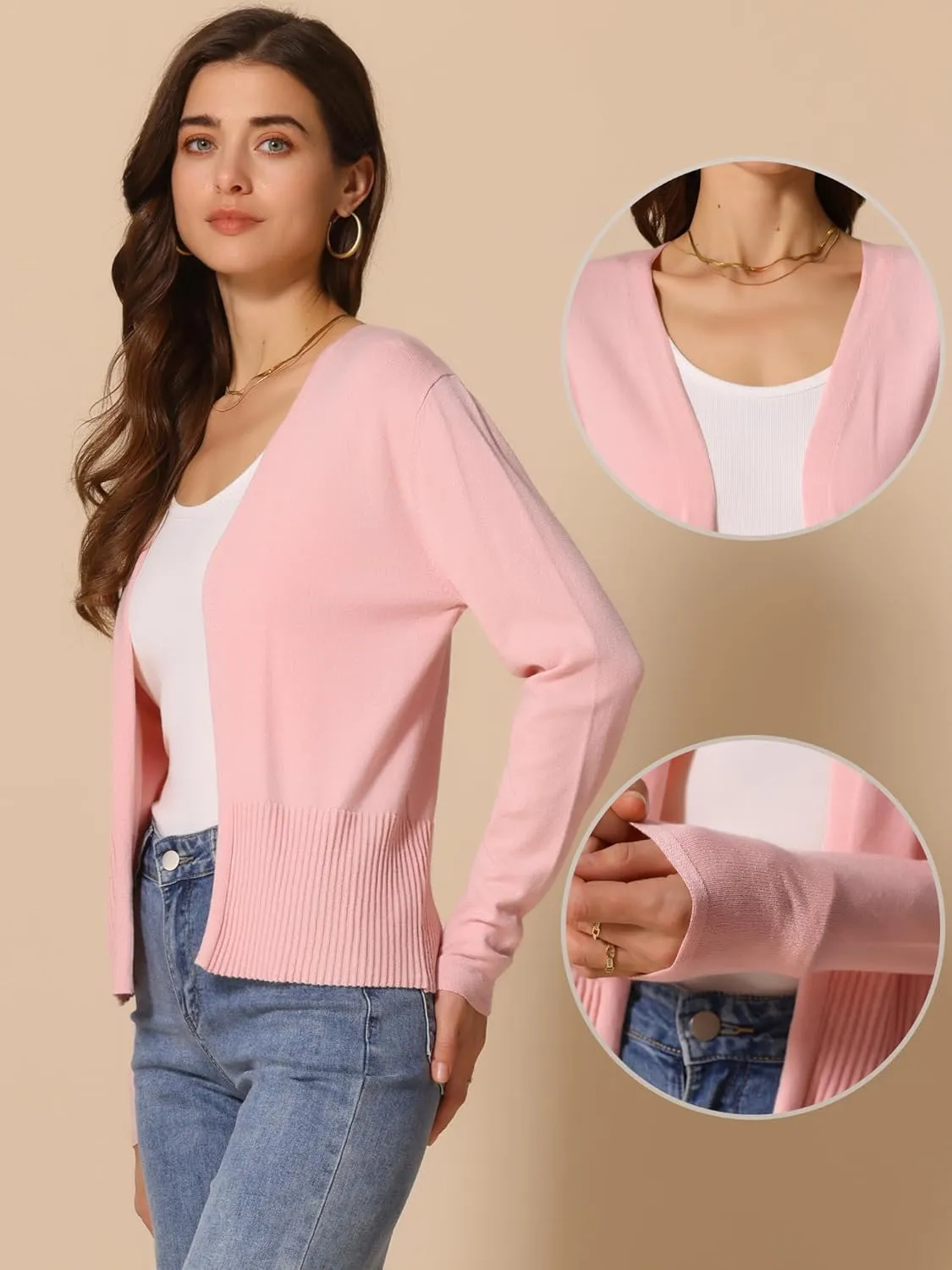 Allegra K Casual Knit Cardigan for Women's Open Front Long Sleeve Lightweight Outwear