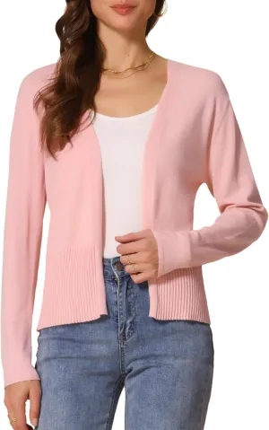 Allegra K Casual Knit Cardigan for Women's Open Front Long Sleeve Lightweight Outwear