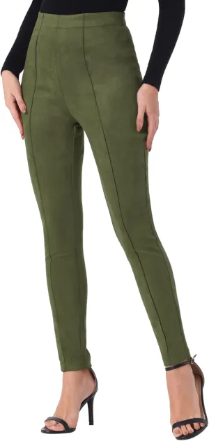 Allegra K Women's Faux Suede Leggings High Waisted Stretch Slim Casual Pants