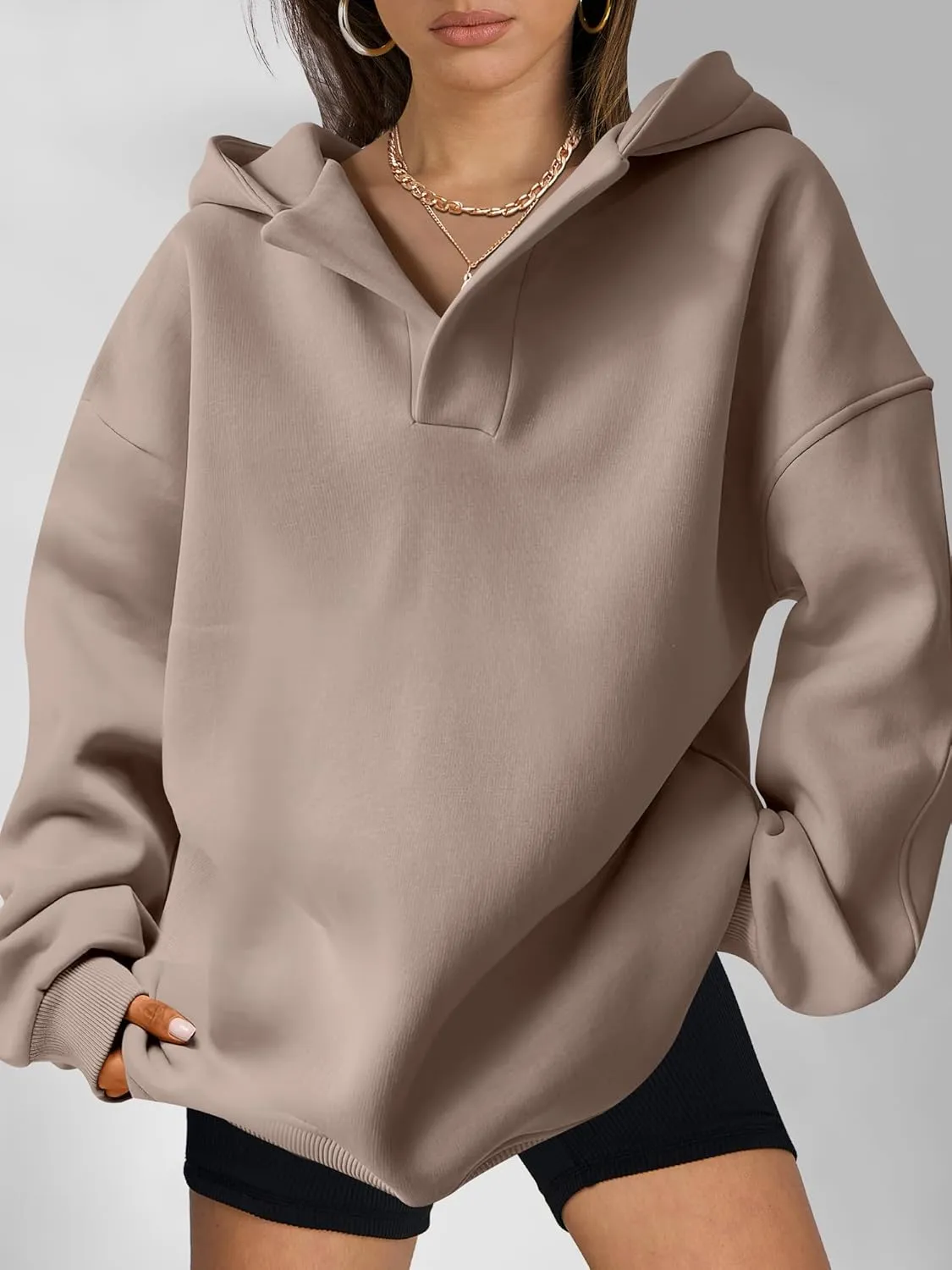 ANRABESS Womens Oversized Hoodies V Neck Sweatshirts Long Sleeve Pullover Casual Fall Teen Girls Preppy Clothes 2025 Trendy