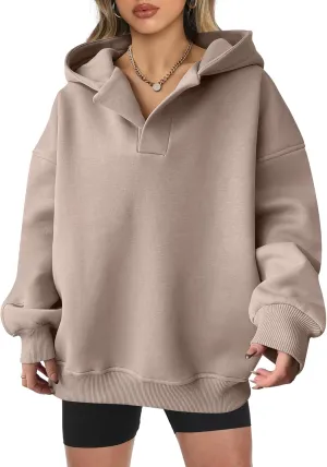 ANRABESS Womens Oversized Hoodies V Neck Sweatshirts Long Sleeve Pullover Casual Fall Teen Girls Preppy Clothes 2025 Trendy