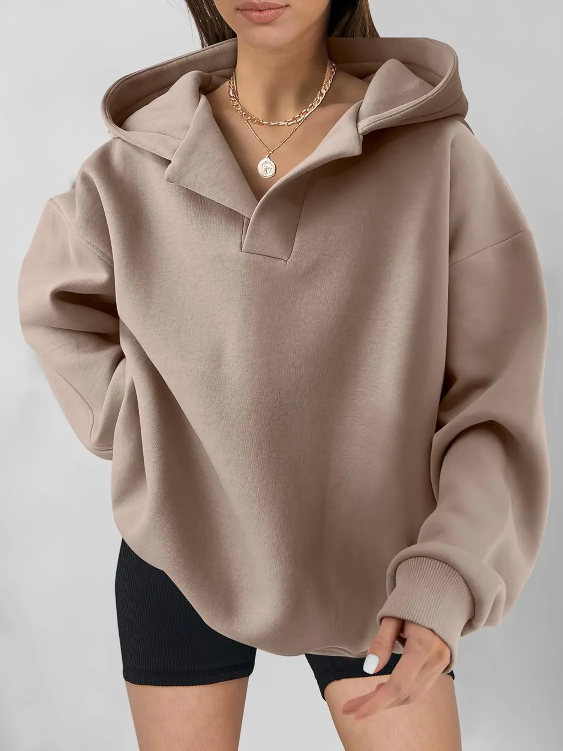 ANRABESS Womens Oversized Hoodies V Neck Sweatshirts Long Sleeve Pullover Casual Fall Teen Girls Preppy Clothes 2025 Trendy