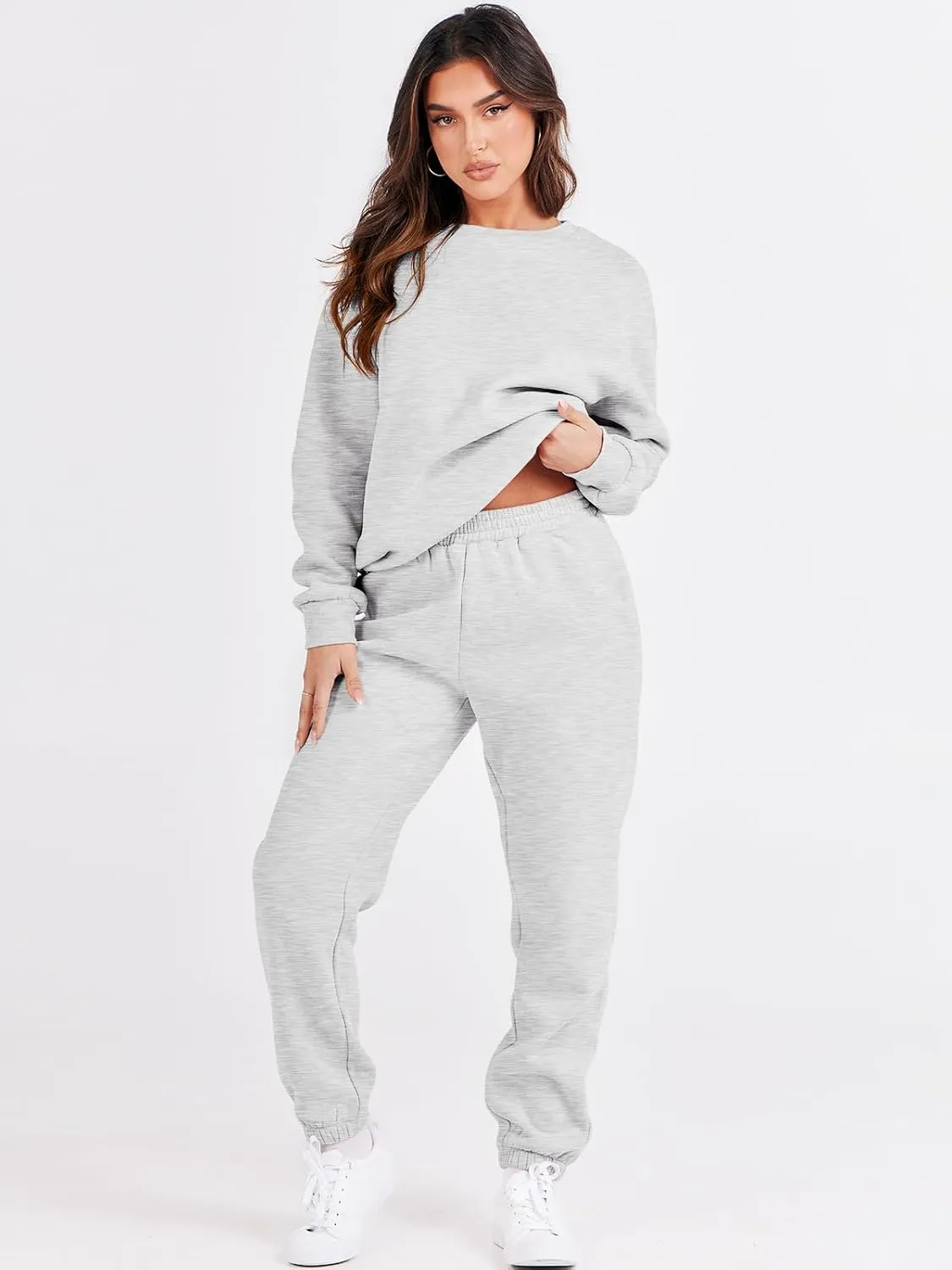 ANRABESS Women's Two Piece Outfits Lounge Set Long Sleeve Crewneck Sweatshirt Jogger Pants Tracksuit Sweatsuit 2024 Fall Sets