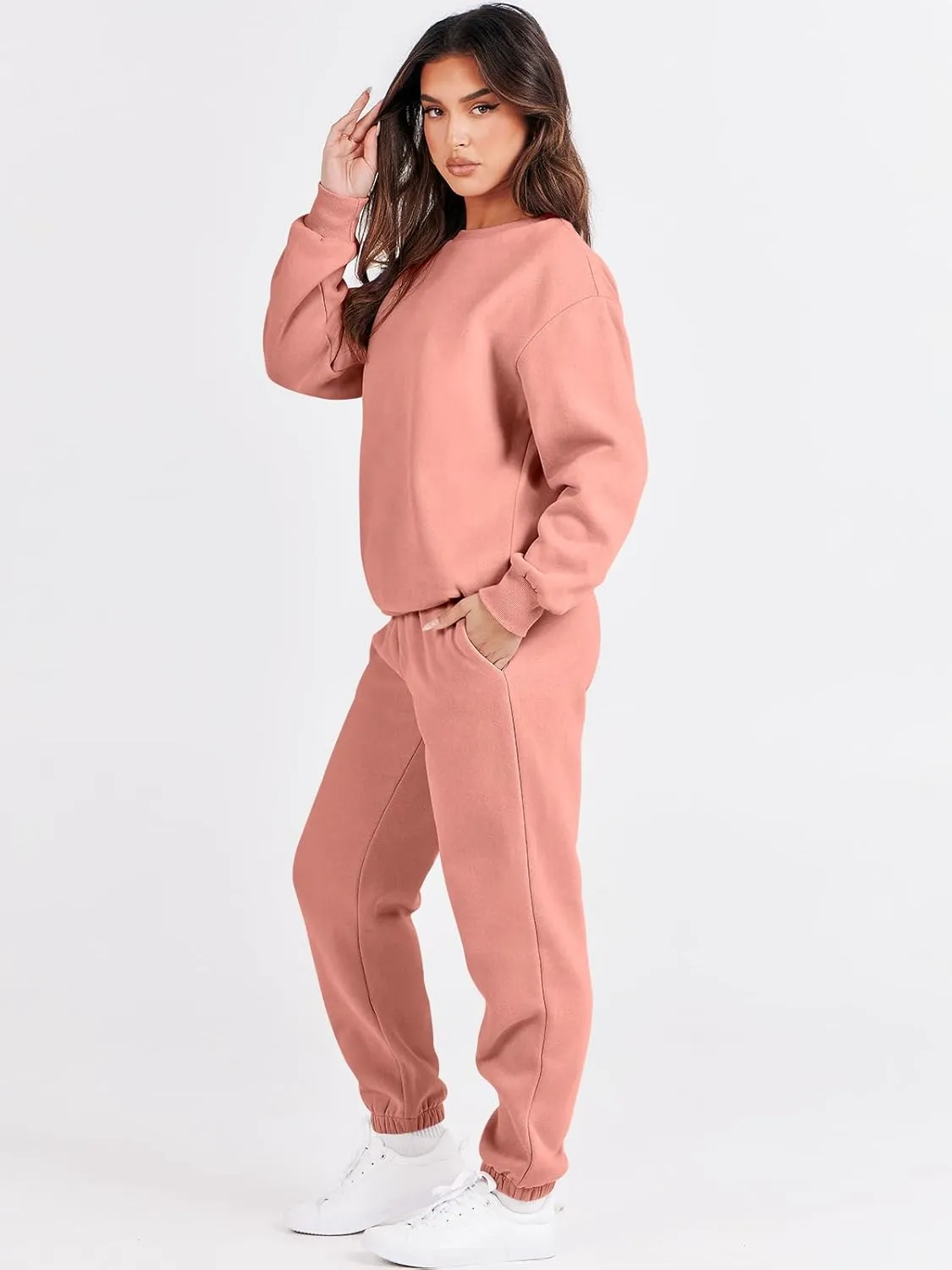 ANRABESS Women's Two Piece Outfits Lounge Set Long Sleeve Crewneck Sweatshirt Jogger Pants Tracksuit Sweatsuit 2024 Fall Sets