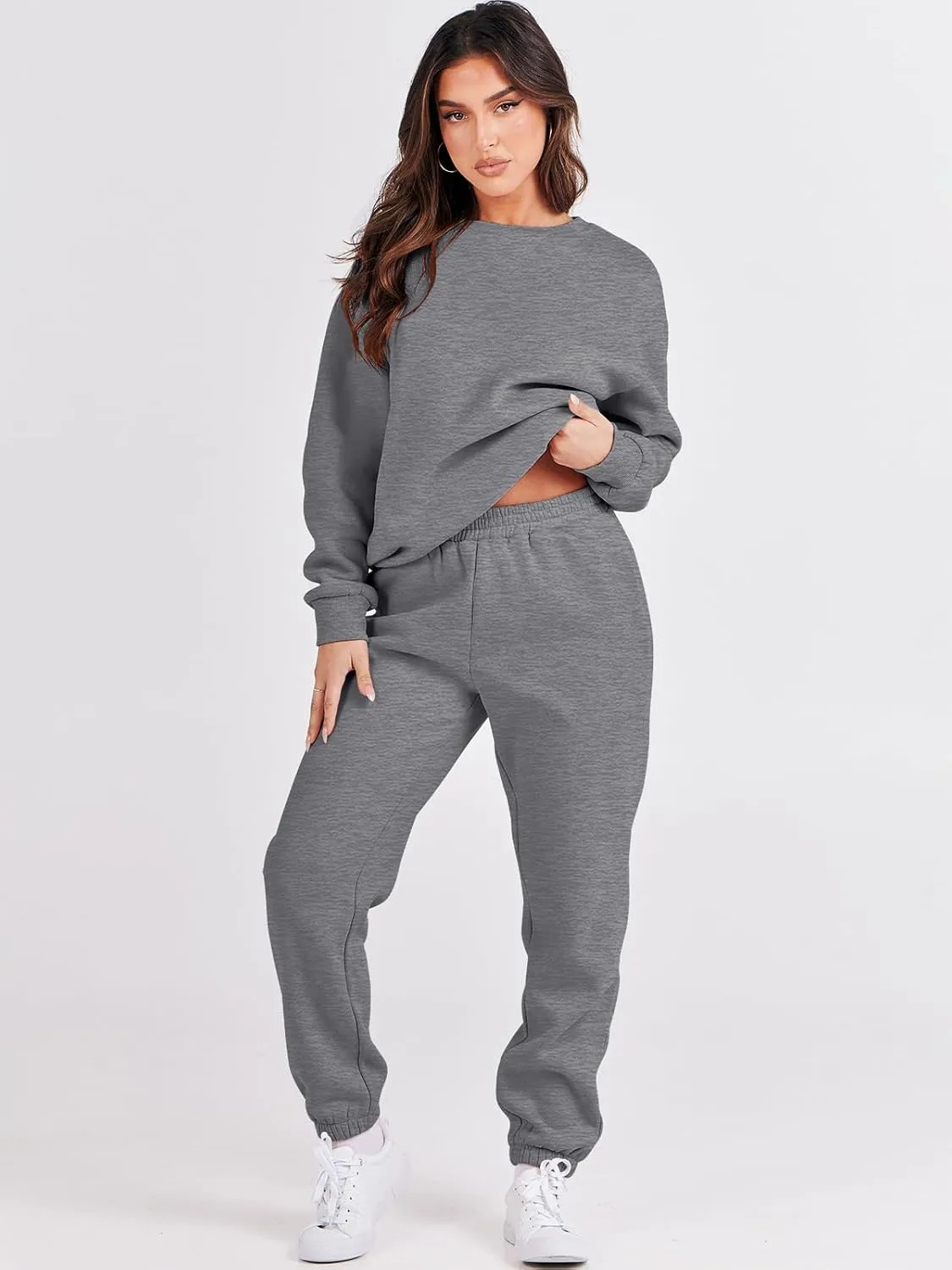 ANRABESS Women's Two Piece Outfits Lounge Set Long Sleeve Crewneck Sweatshirt Jogger Pants Tracksuit Sweatsuit 2024 Fall Sets