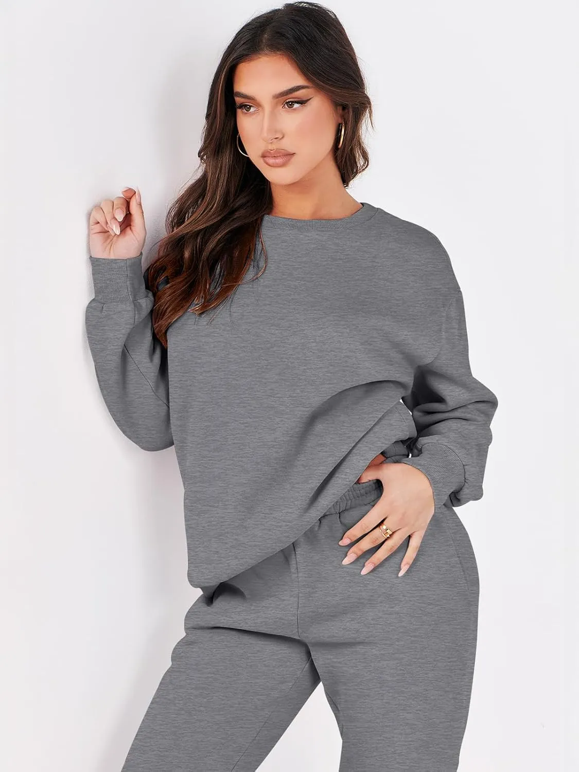 ANRABESS Women's Two Piece Outfits Lounge Set Long Sleeve Crewneck Sweatshirt Jogger Pants Tracksuit Sweatsuit 2024 Fall Sets