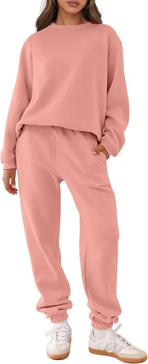 ANRABESS Women's Two Piece Outfits Lounge Set Long Sleeve Crewneck Sweatshirt Jogger Pants Tracksuit Sweatsuit 2024 Fall Sets