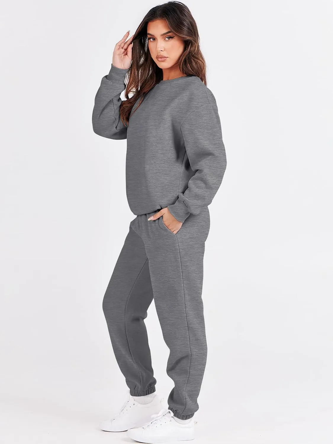 ANRABESS Women's Two Piece Outfits Lounge Set Long Sleeve Crewneck Sweatshirt Jogger Pants Tracksuit Sweatsuit 2024 Fall Sets