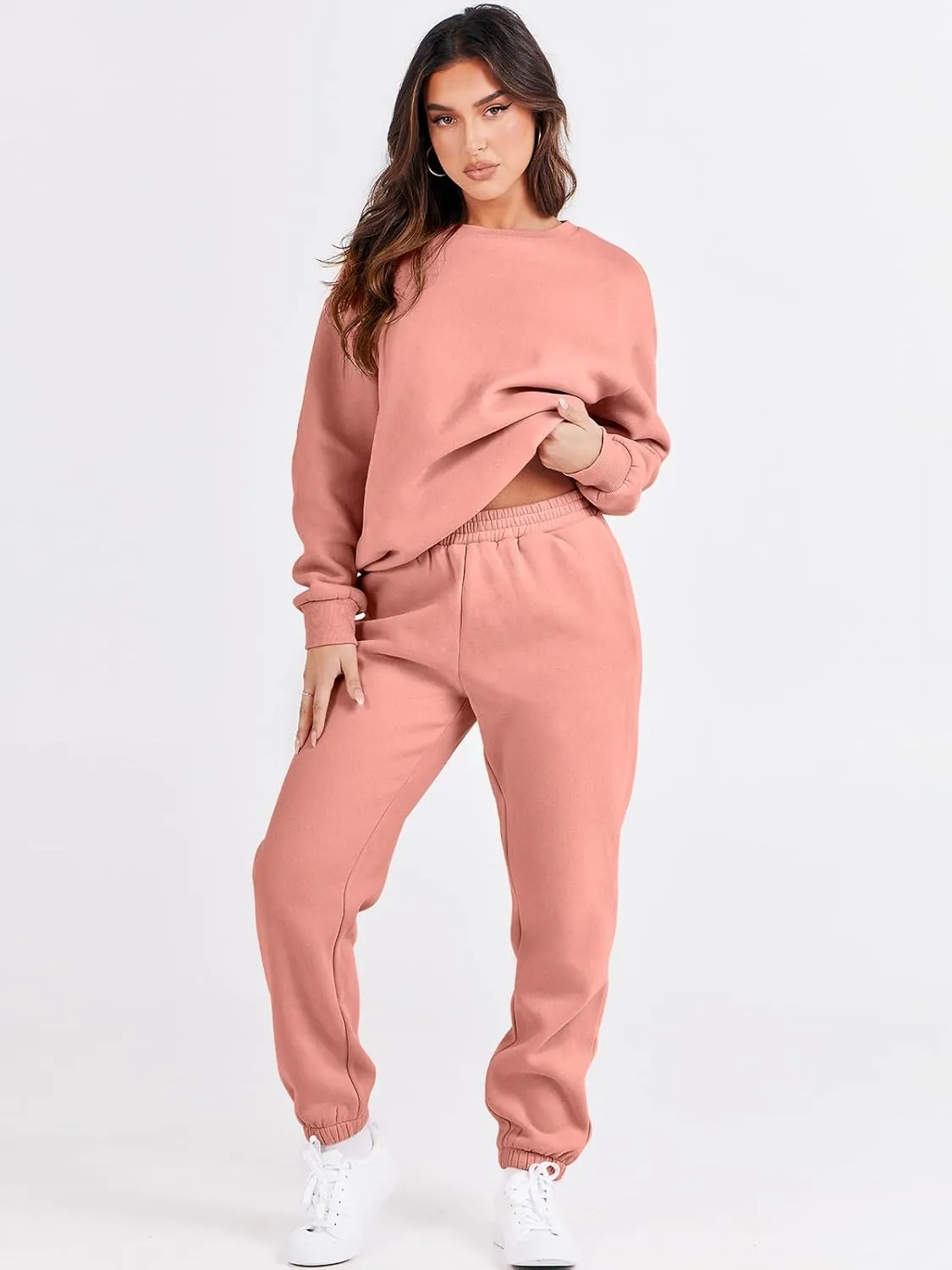 ANRABESS Women's Two Piece Outfits Lounge Set Long Sleeve Crewneck Sweatshirt Jogger Pants Tracksuit Sweatsuit 2024 Fall Sets