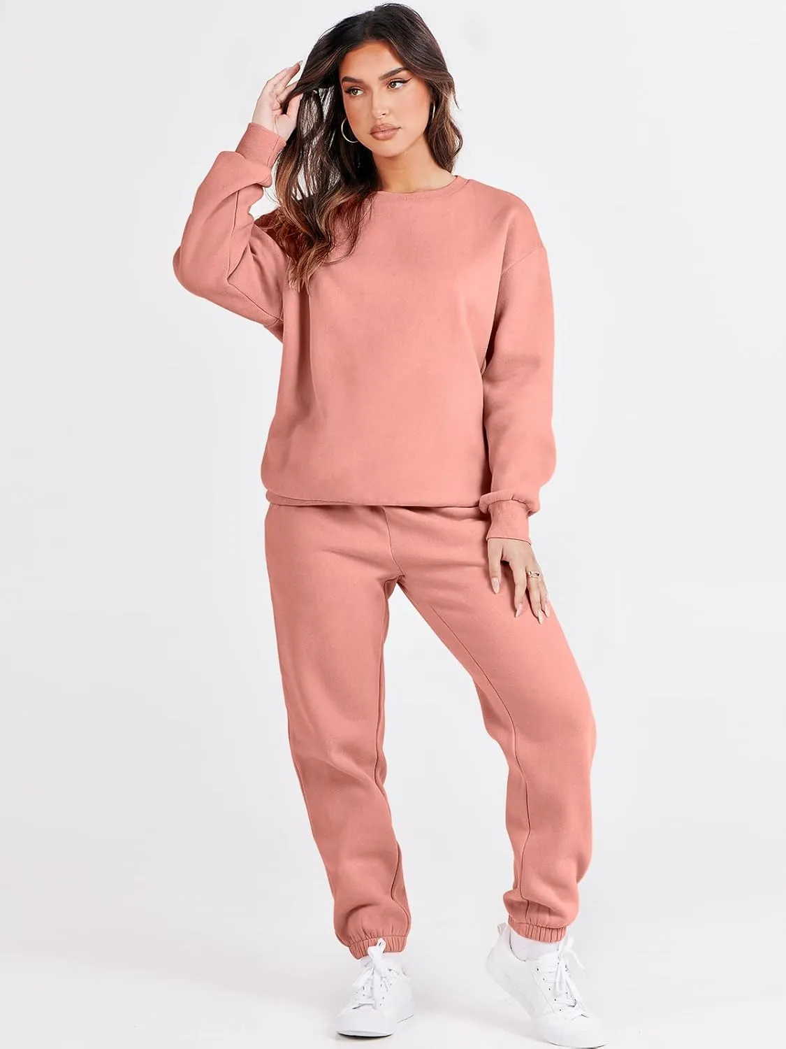 ANRABESS Women's Two Piece Outfits Lounge Set Long Sleeve Crewneck Sweatshirt Jogger Pants Tracksuit Sweatsuit 2024 Fall Sets