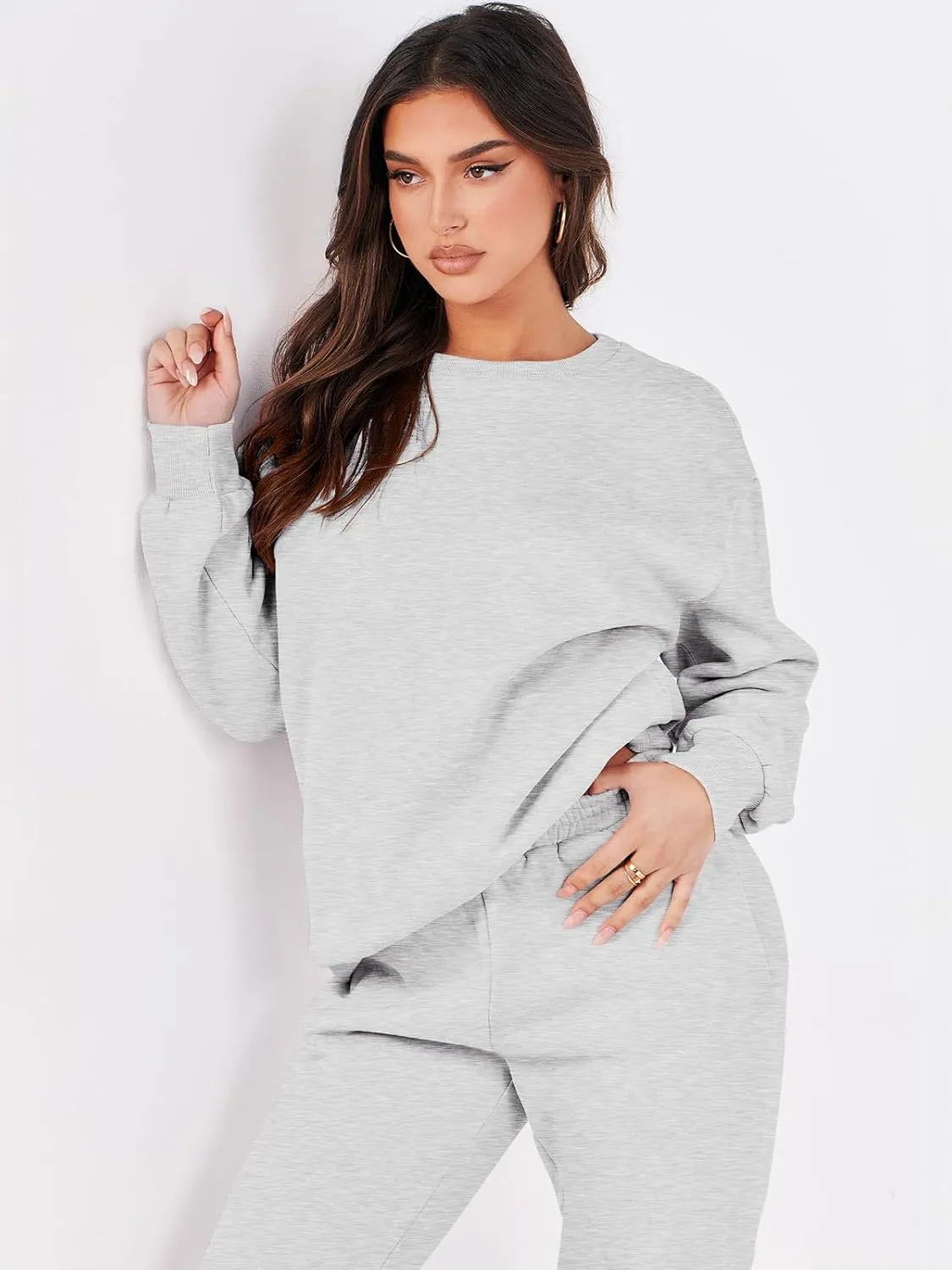 ANRABESS Women's Two Piece Outfits Lounge Set Long Sleeve Crewneck Sweatshirt Jogger Pants Tracksuit Sweatsuit 2024 Fall Sets