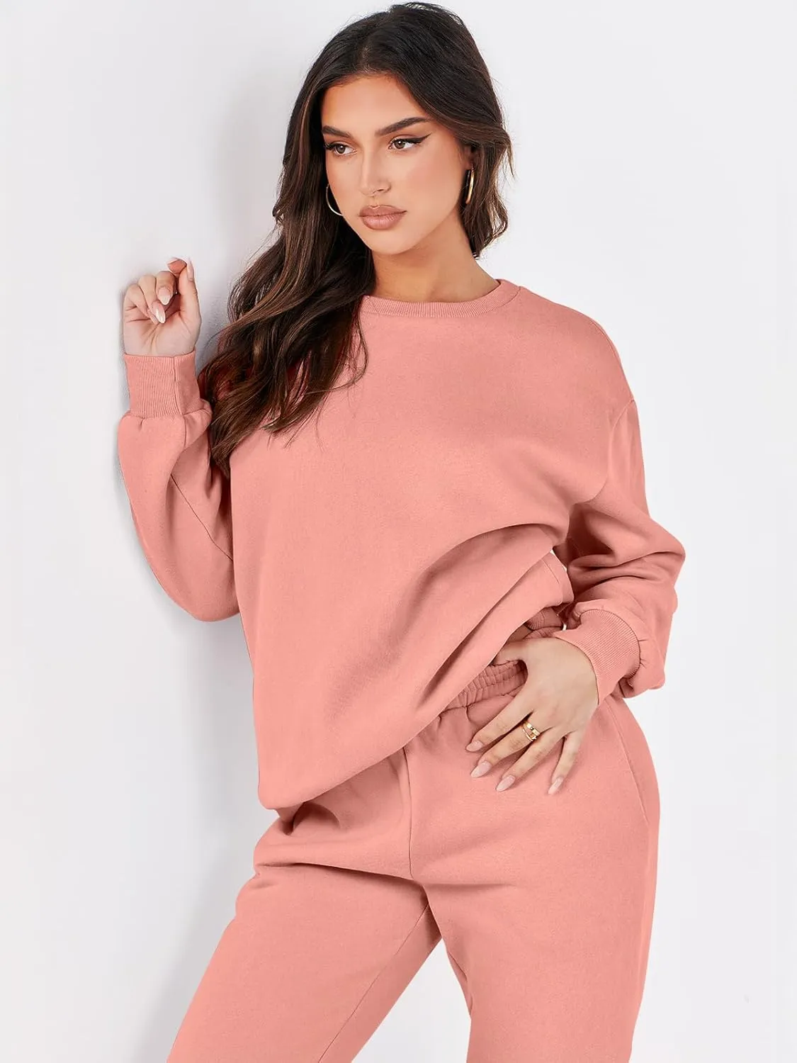 ANRABESS Women's Two Piece Outfits Lounge Set Long Sleeve Crewneck Sweatshirt Jogger Pants Tracksuit Sweatsuit 2024 Fall Sets