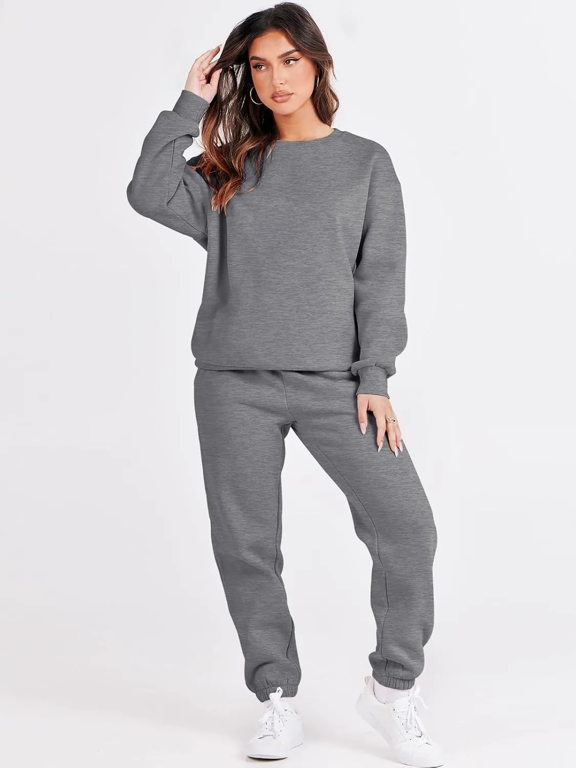 ANRABESS Women's Two Piece Outfits Lounge Set Long Sleeve Crewneck Sweatshirt Jogger Pants Tracksuit Sweatsuit 2024 Fall Sets