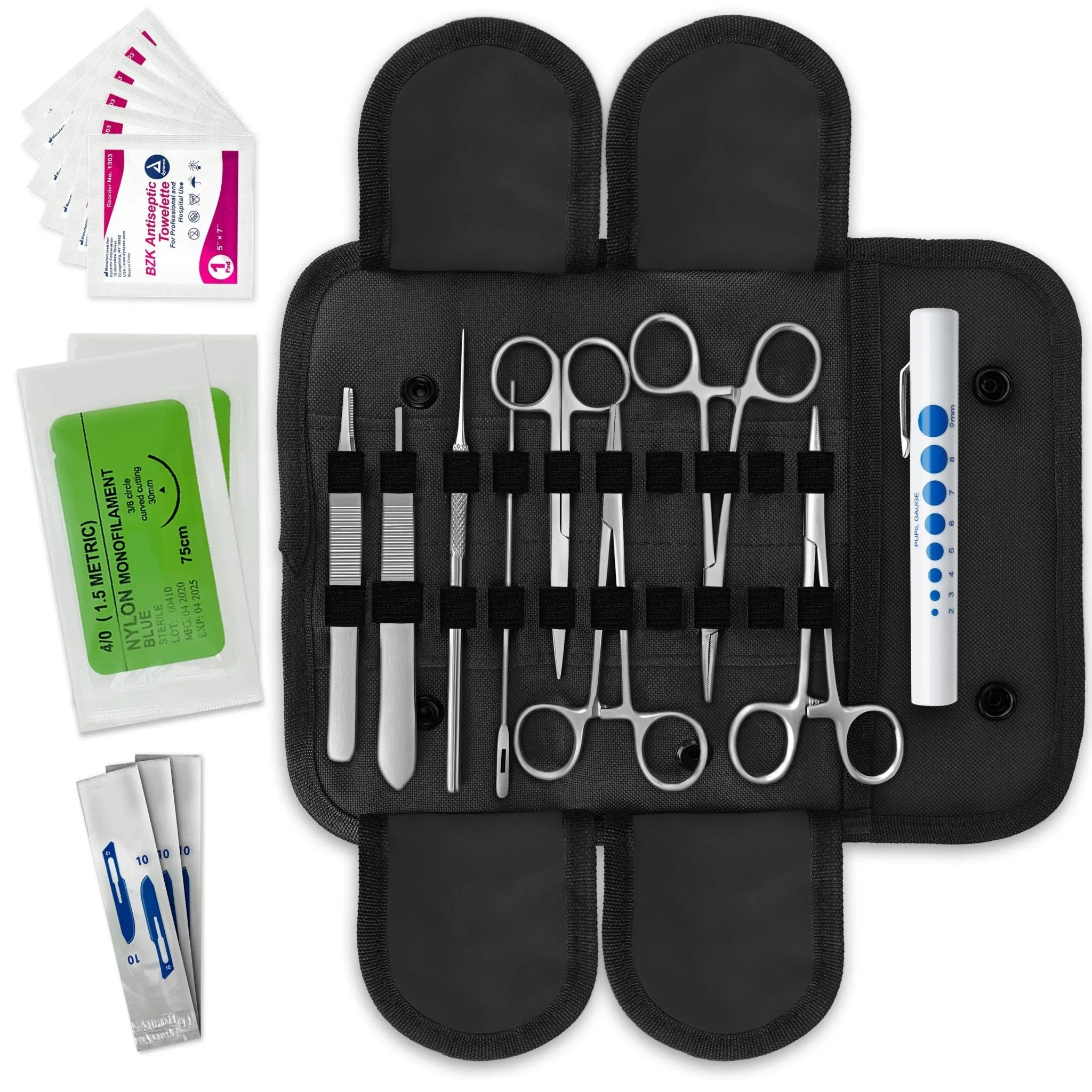 ASA TECHMED Military Style Survival Kit - 20 Pcs Emergency Response First Aid Kit for Tactical and Outdoor Use