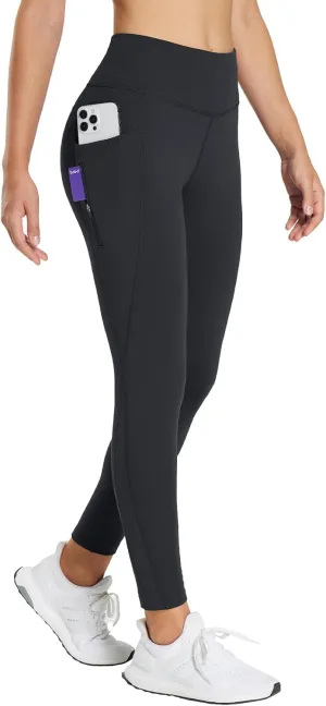 baleaf 25''/30'' Women's Fleece Lined Leggings Water Resistant High Waist Winter Running Hiking Pants Zipper Pockets