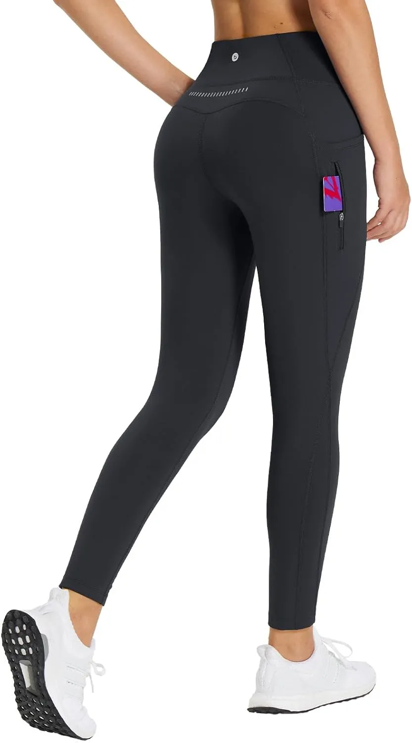 baleaf 25''/30'' Women's Fleece Lined Leggings Water Resistant High Waist Winter Running Hiking Pants Zipper Pockets