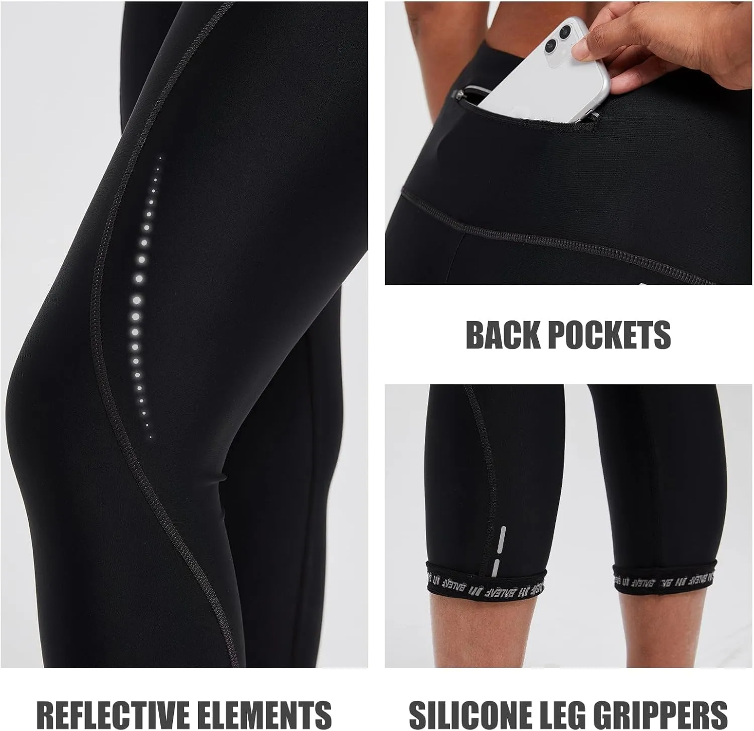 baleaf Women's Bike Pants High Waist 4D Padded Cycling Capris Shorts 3/4 Biking Tights Pockets UPF50 