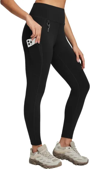 baleaf Women's High Waist Leggings with Pocket Hiking Pants Tummy Control 3 Pocket for Athletic Outdoor Running