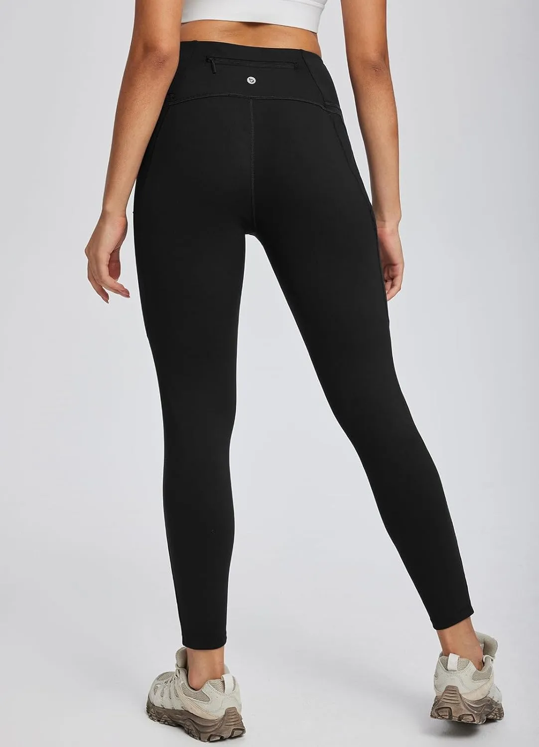 baleaf Women's High Waist Leggings with Pocket Hiking Pants Tummy Control 3 Pocket for Athletic Outdoor Running