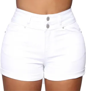 Blostirno Women's Casual Mid Rise Waisted Denim Shorts Raw Hem Ripped Stretchy Jean Short Pants with Pockets