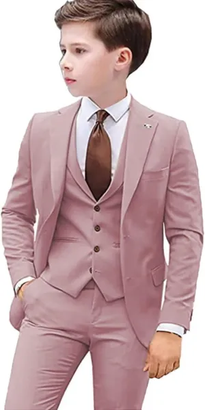 Boys Suit 3 PC Slim Fit Kids Suit Single Breasted Formal Wedding Suit Set Blazer Vest Pants