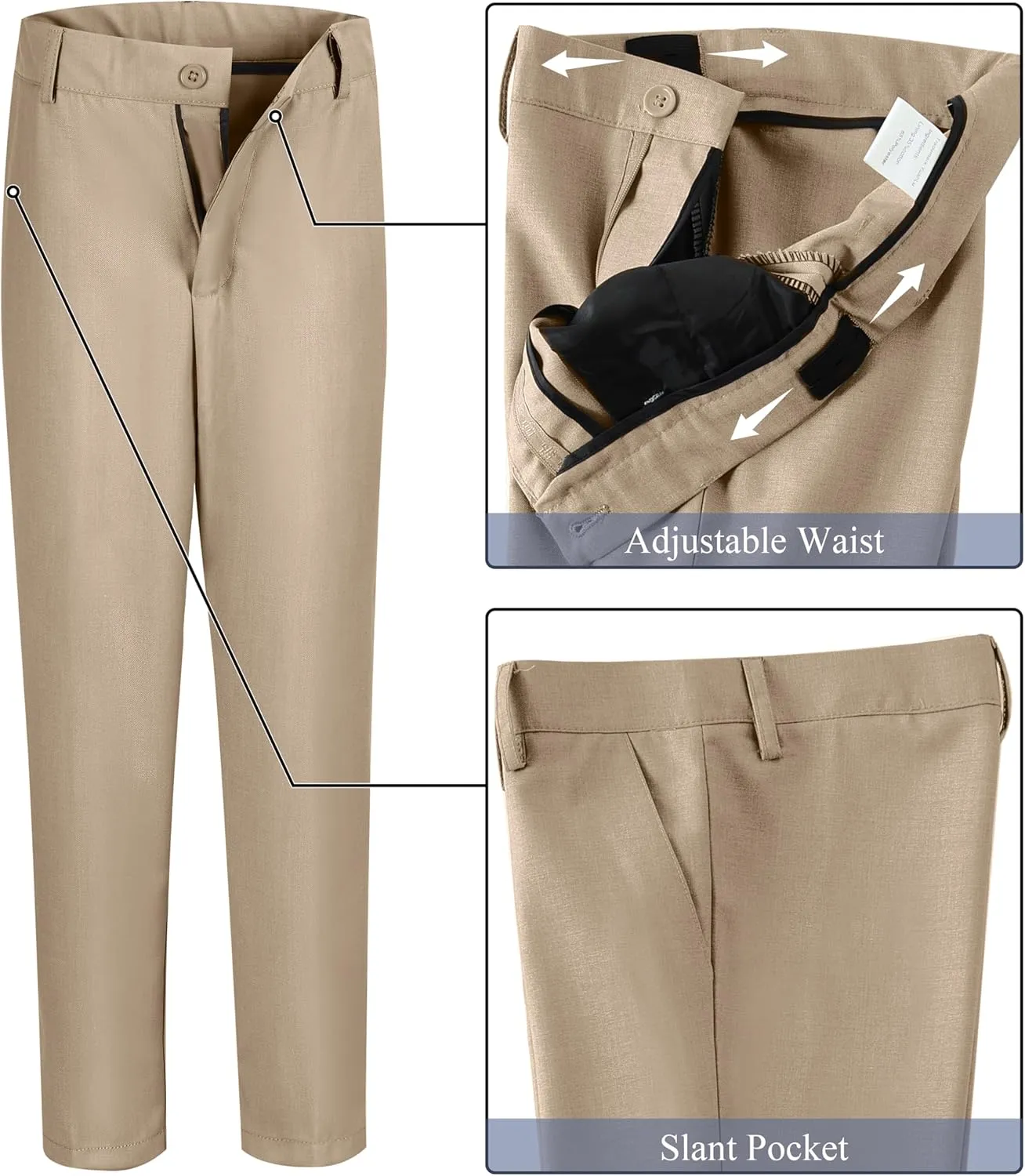 Boy's Suit Formal Slim Fit 5 Pieces Suit Set Blazer Vest Pants with Adjustable Waist Shirt with Tie