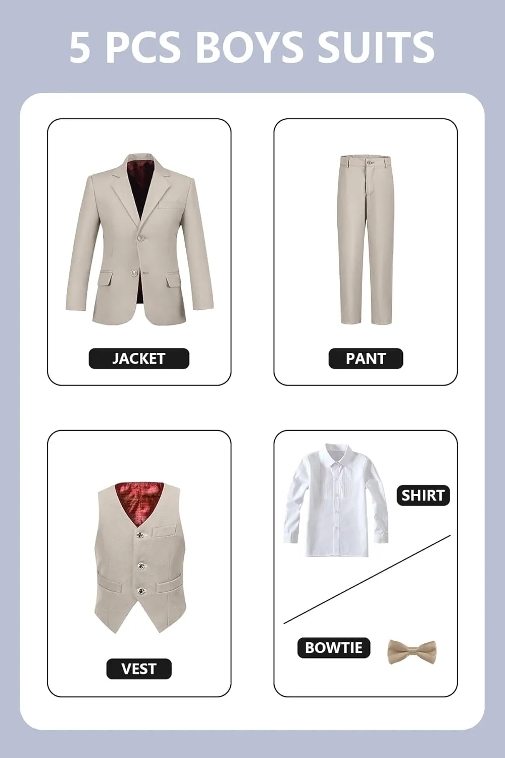 Boys Suit Set Formal Dress Shirt with Bowtie Vest Pants Toddler Boy Tuxedo Suits