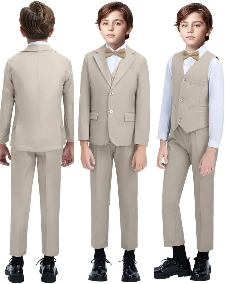 Boys Suit Set Formal Dress Shirt with Bowtie Vest Pants Toddler Boy Tuxedo Suits
