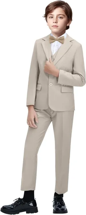 Boys Suit Set Formal Dress Shirt with Bowtie Vest Pants Toddler Boy Tuxedo Suits