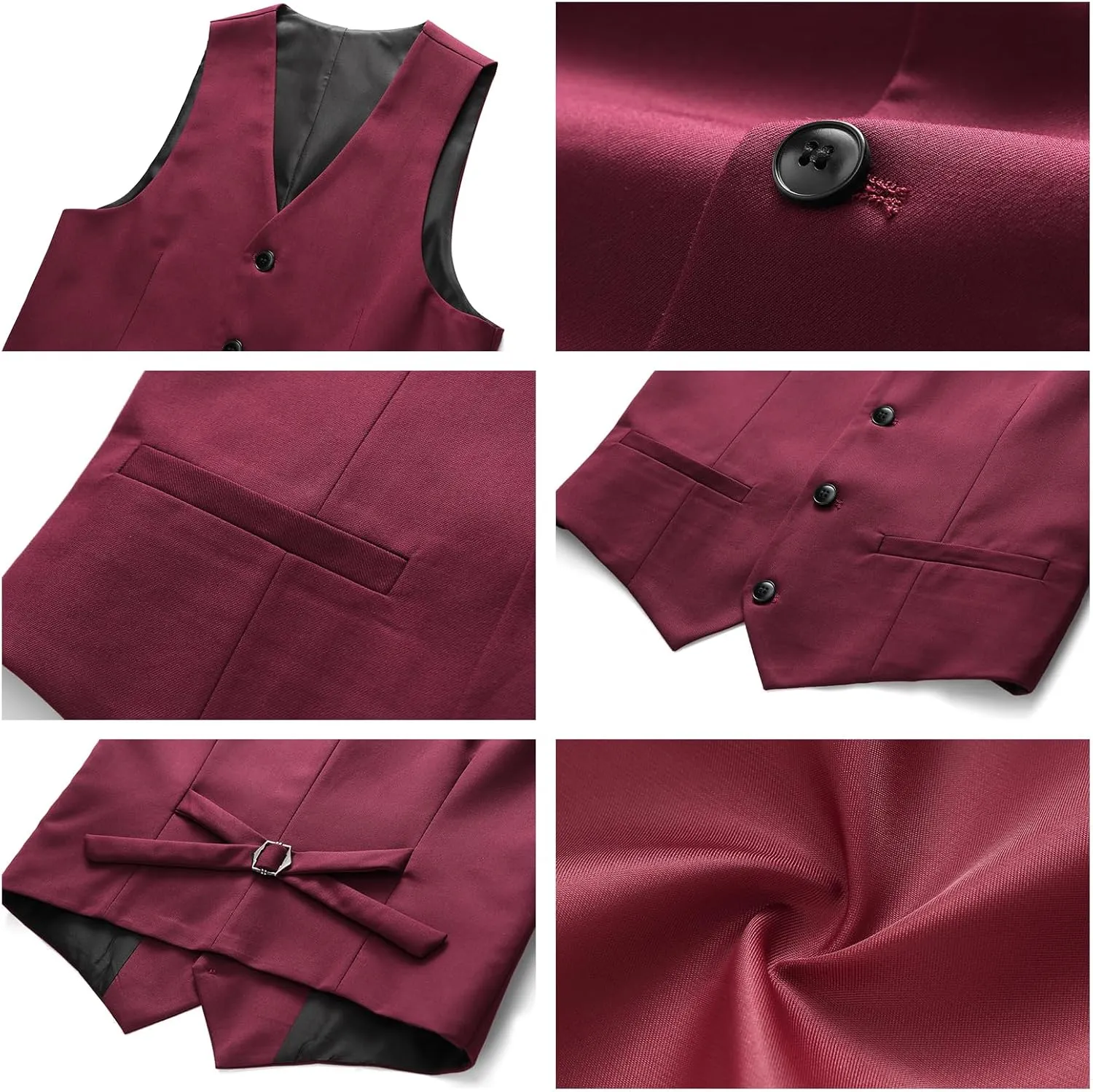Boys Suits 3 Piece Slim Fit Formal Set One Button Solid Tuxedo Jacket Vest Pant for Kids Prom Wedding 4-16 Years Peak Lapel