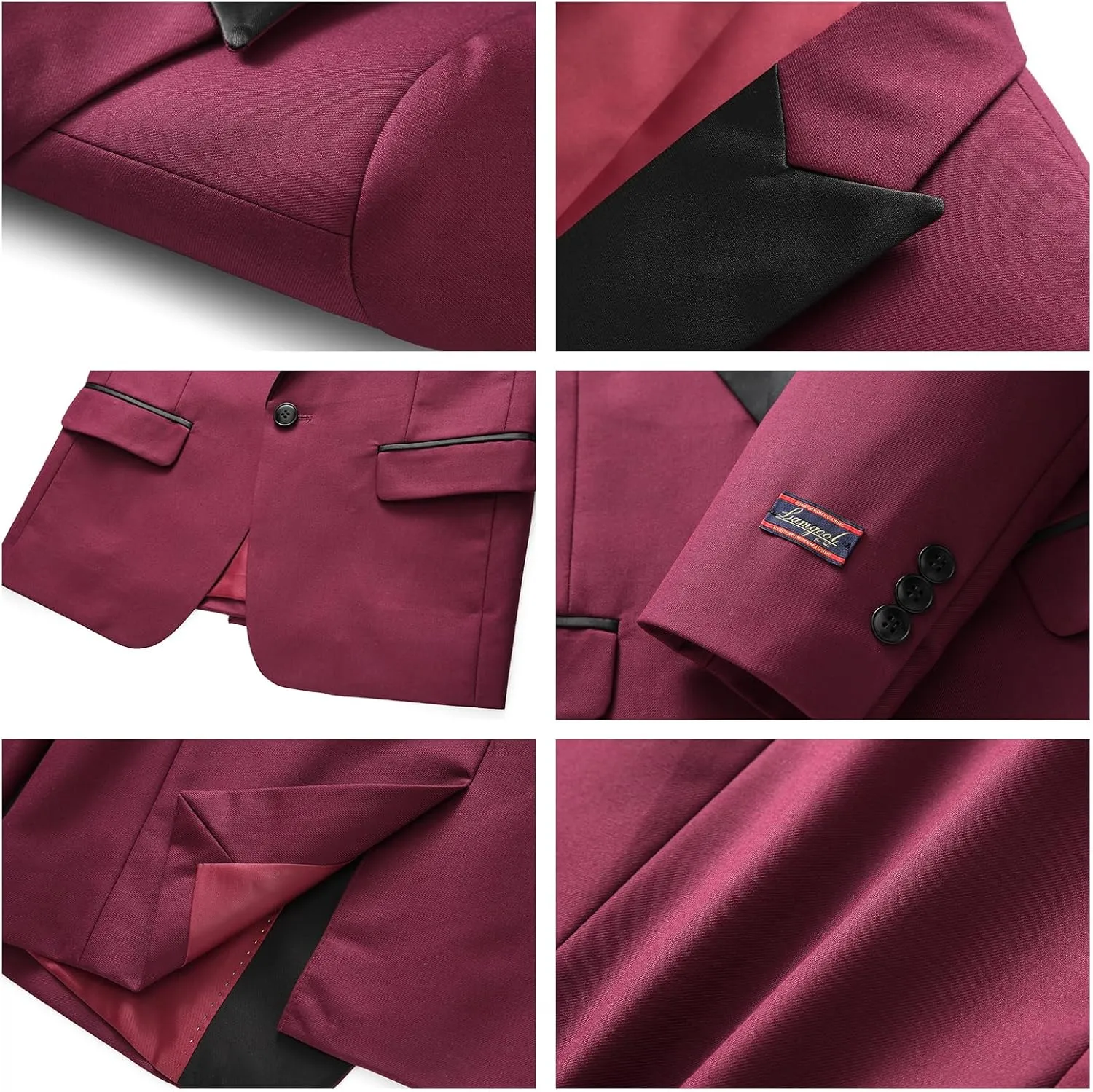 Boys Suits 3 Piece Slim Fit Formal Set One Button Solid Tuxedo Jacket Vest Pant for Kids Prom Wedding 4-16 Years Peak Lapel