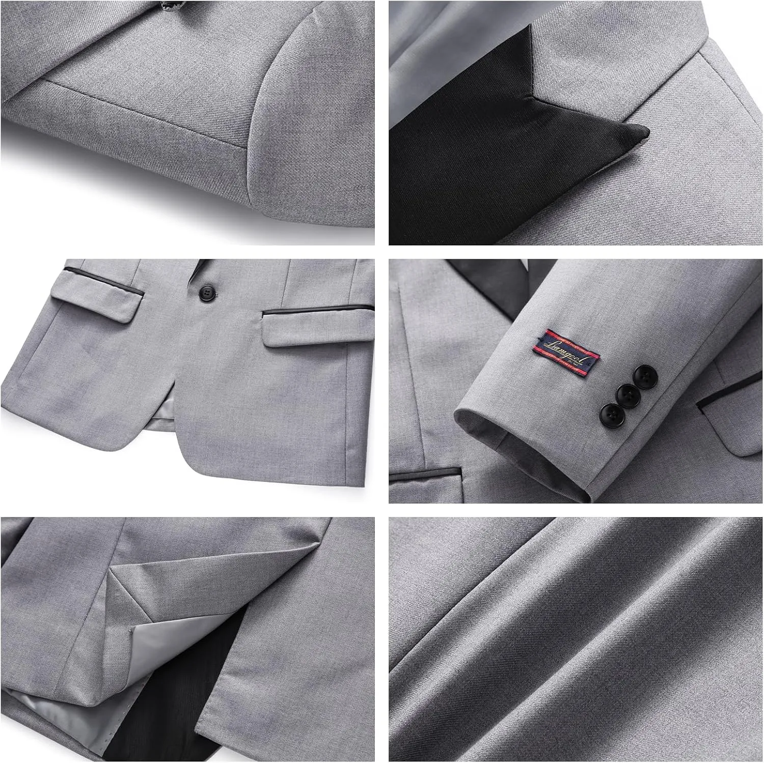 Boys Suits 3 Piece Slim Fit Formal Set One Button Solid Tuxedo Jacket Vest Pant for Kids Prom Wedding 4-16 Years Peak Lapel