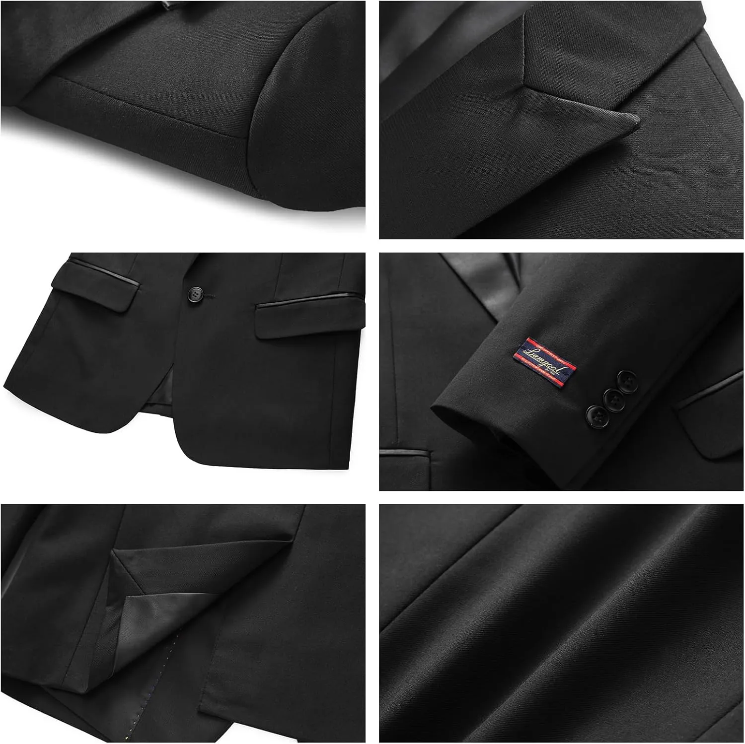 Boys Suits 3 Piece Slim Fit Formal Set One Button Solid Tuxedo Jacket Vest Pant for Kids Prom Wedding 4-16 Years Peak Lapel