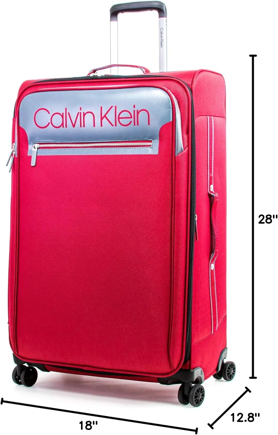 Calvin Klein Flare Softside Spinner Luggage, Grey/Red, 29 Inch