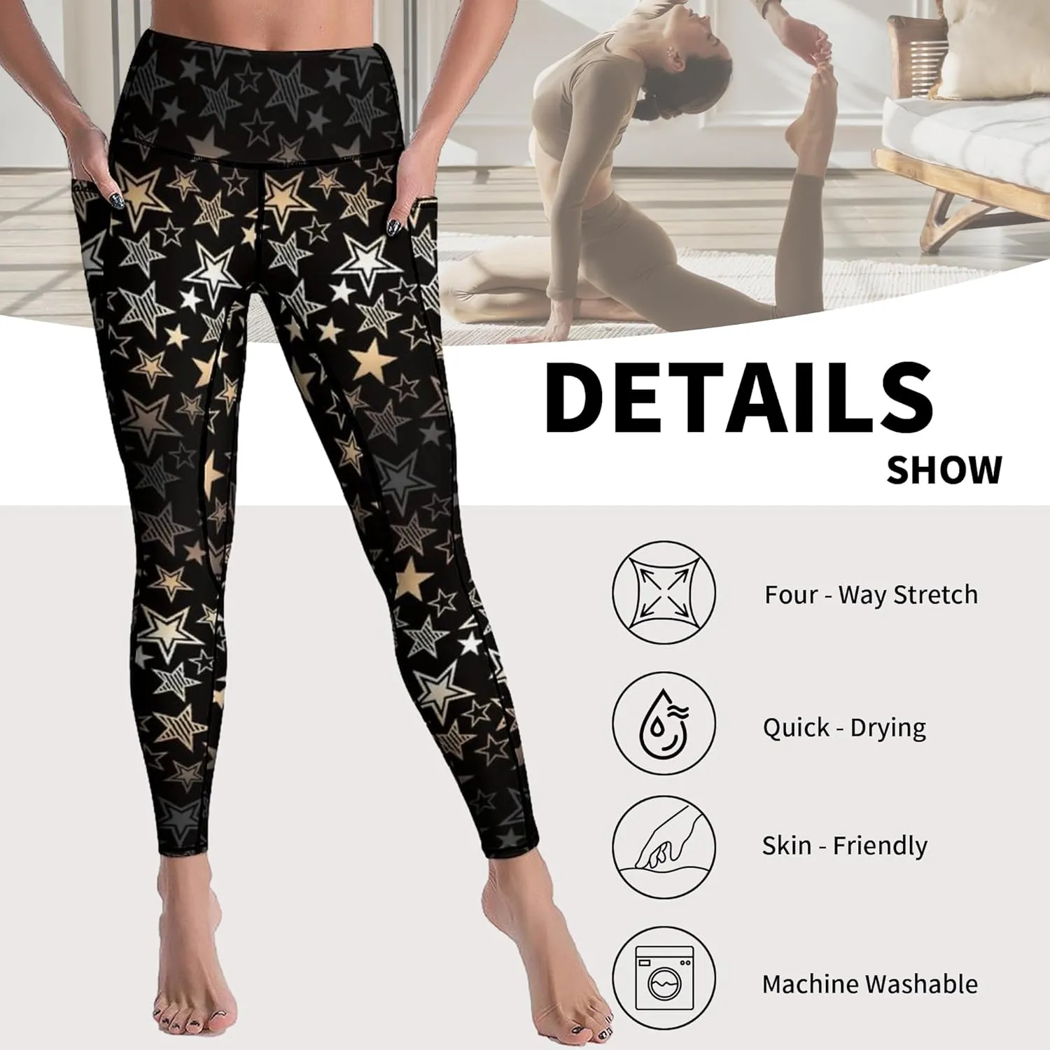 Cerburny High Waisted Exercise Yoga Pants with Pockets Workout Leggings for Women Running Pants