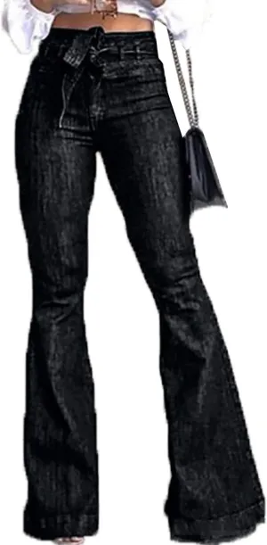 Cocoinsity Womens Denim Pants High Waist Boot Cut Trousers Skinny Bell Bottom Mom Jeans