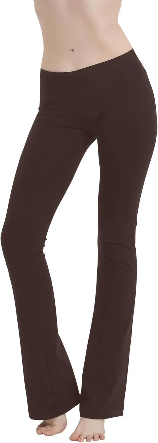 Cotton Spandex Low Rise Bootcut Flare Yoga Pants Legging(Regular Size/Plus Size) S-5XL (32"/34"/36" Inseam)