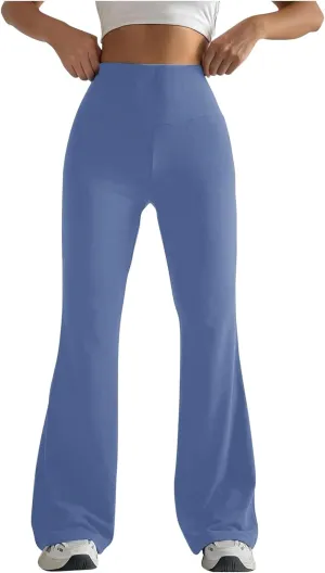 DASAYO Wide Leg Trousers Women High Waist Tummy Control Butt Lifting Flare Yoga Pants Stretchy Workout Bootcut Leggings