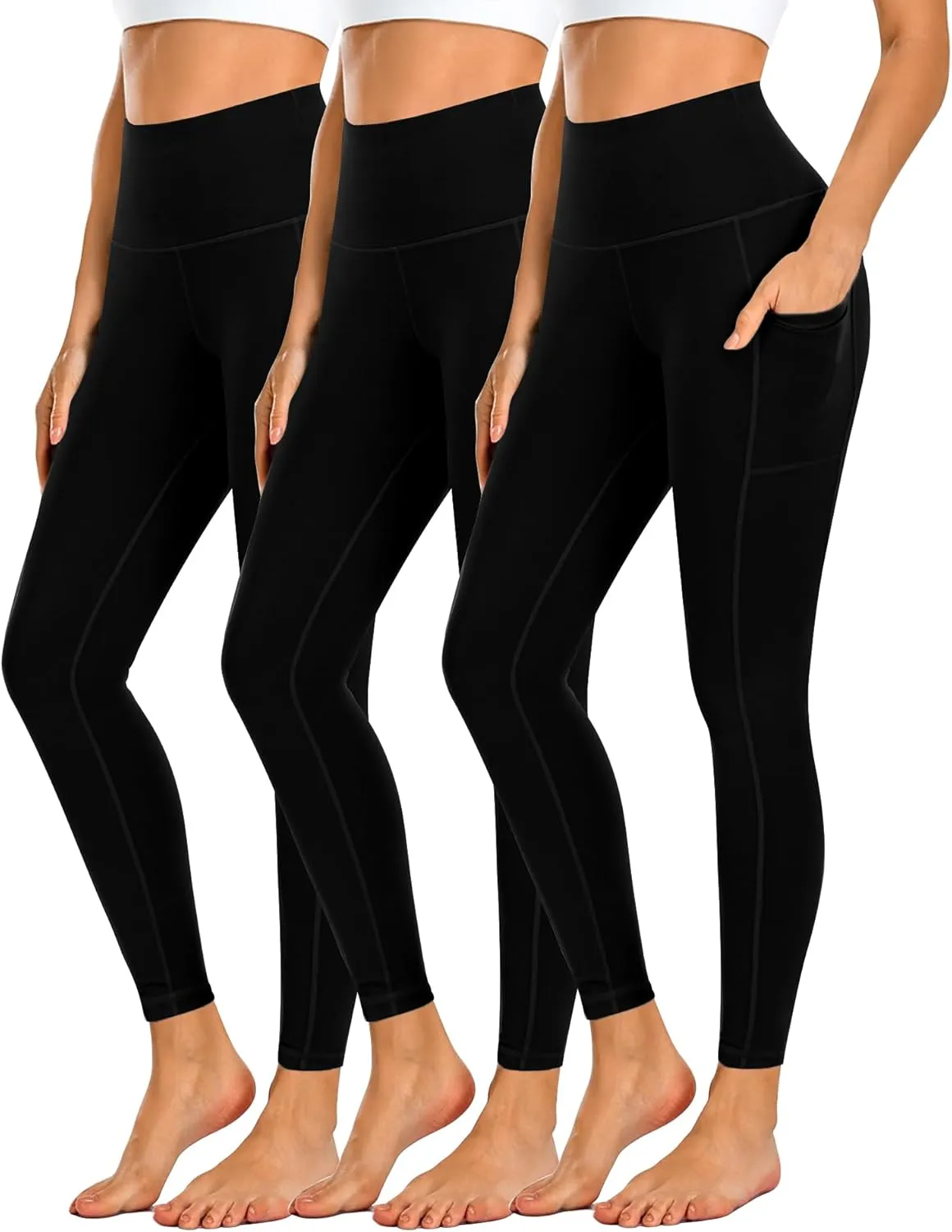 Dimore 4 Pack Workout Leggings for Women with Pockets,High Waisted Tummy Control Yoga Pants for Workout Running