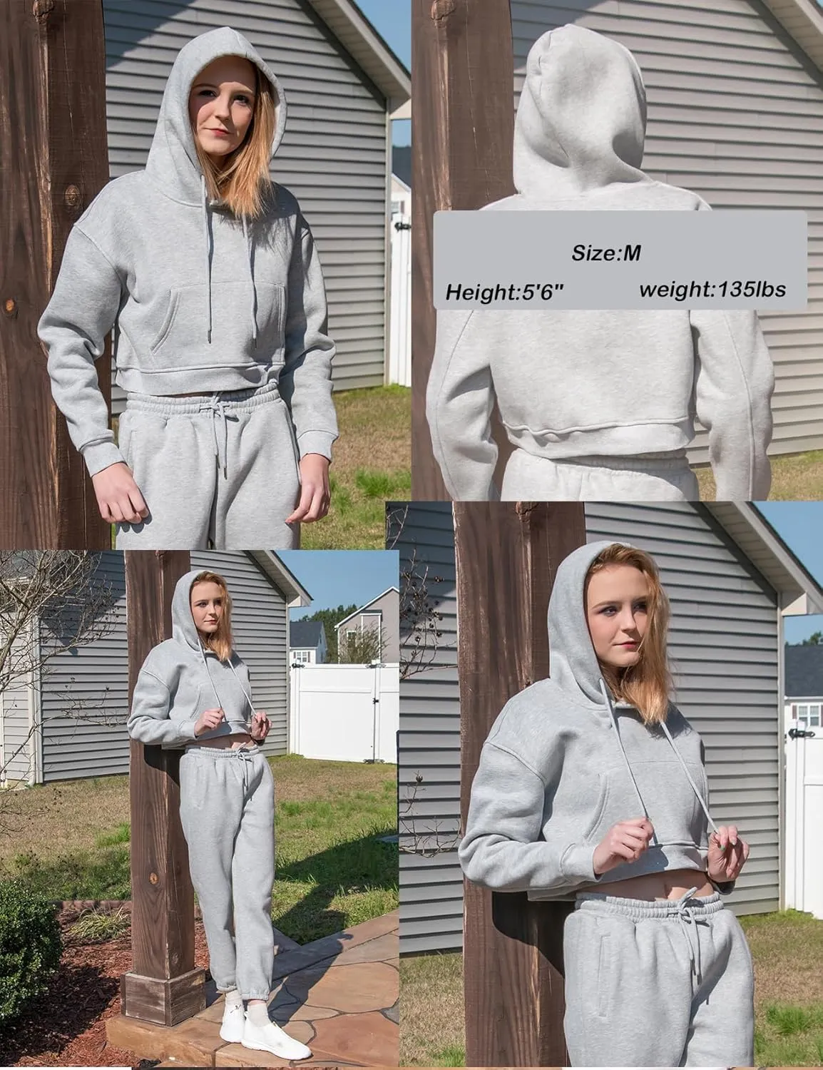 Eisctnd Women Fleece 2 Piece Tracksuits Fall Winter Sweatshirt Jogger Pants Matching Lounge Sets Thick Sweatsuits Pockets