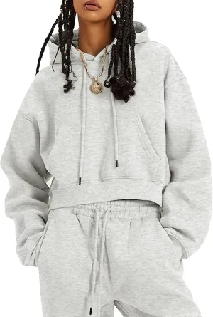 Eisctnd Women Fleece 2 Piece Tracksuits Fall Winter Sweatshirt Jogger Pants Matching Lounge Sets Thick Sweatsuits Pockets