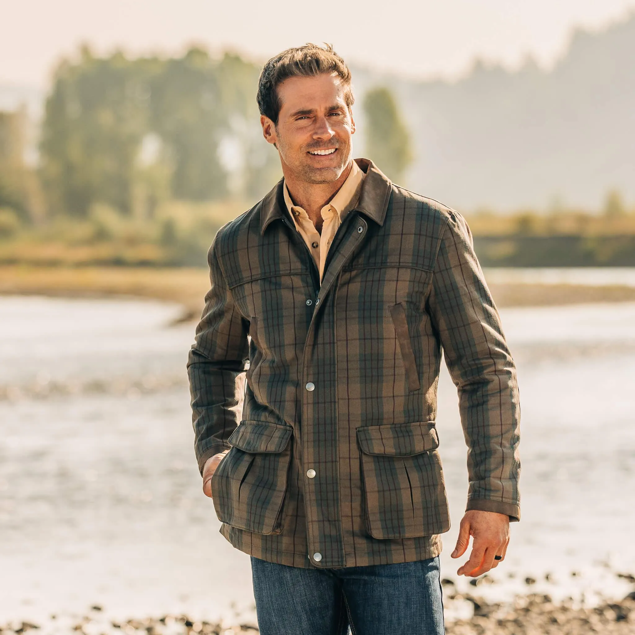 Explorer Waxed Cotton Jacket Olive Plaid