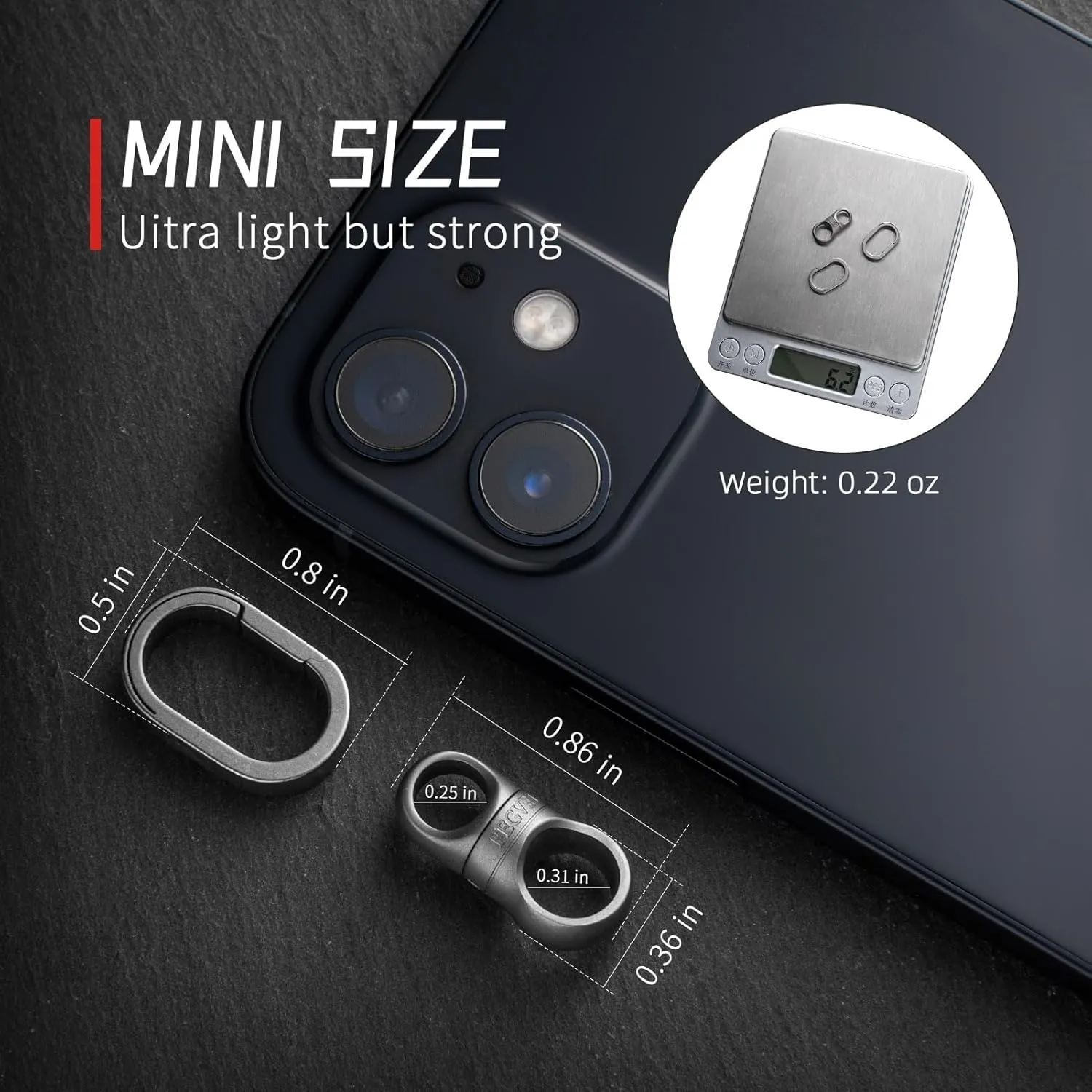 FEGVE Titanium Key Chain Rings, Small Heavy Duty Keychain Mini Key Holder Connector Keyrings for Keys