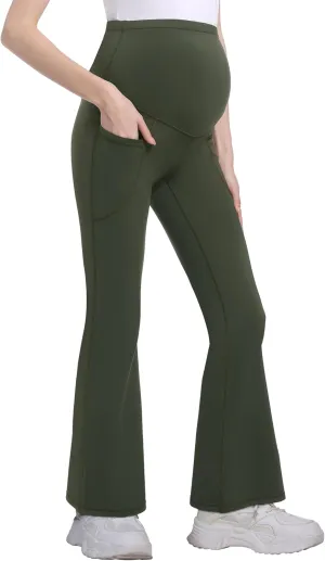 Foucome Women's Maternity Flare Leggings Bootcut Pregnancy Yoga Pants with Pockets