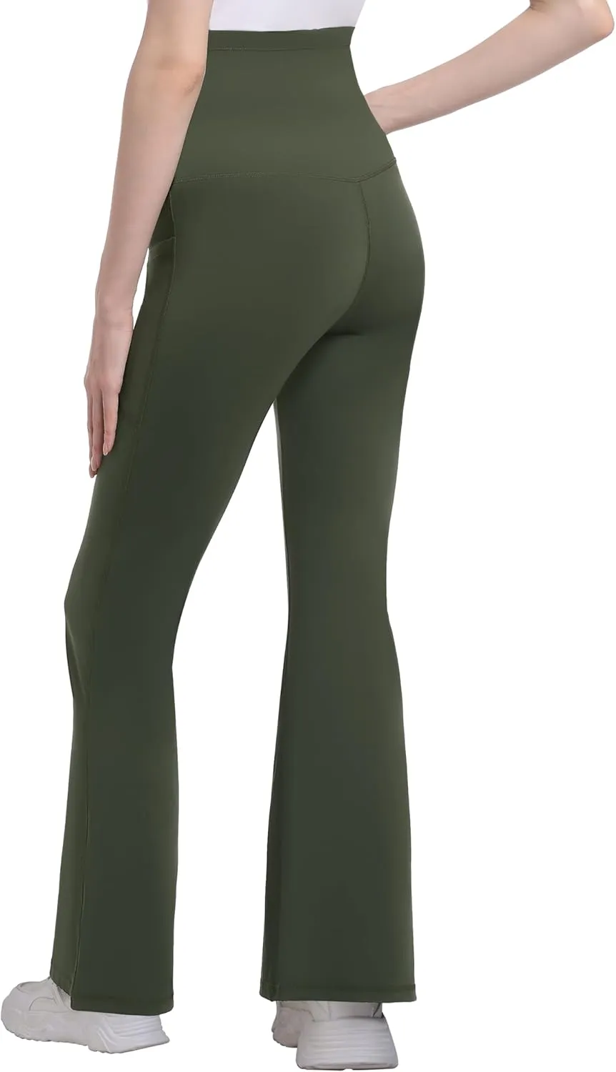 Foucome Women's Maternity Flare Leggings Bootcut Pregnancy Yoga Pants with Pockets